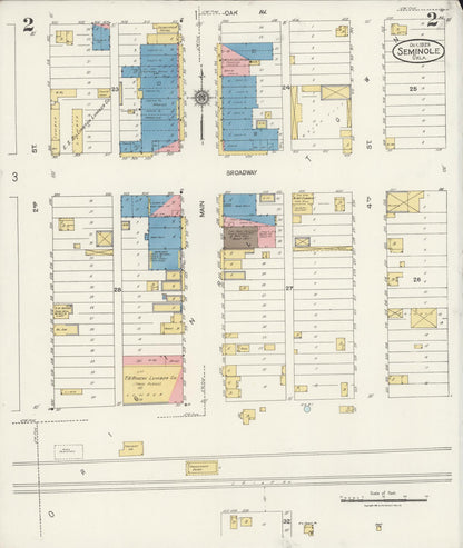 Sanborn Fire Insurance Map from Seminole, Seminole County, Oklahoma (1925), Sheet #0002 - Complete Map Set gallery image, historic Sanborn map, vintage wall art, Oklahoma Oklahoma