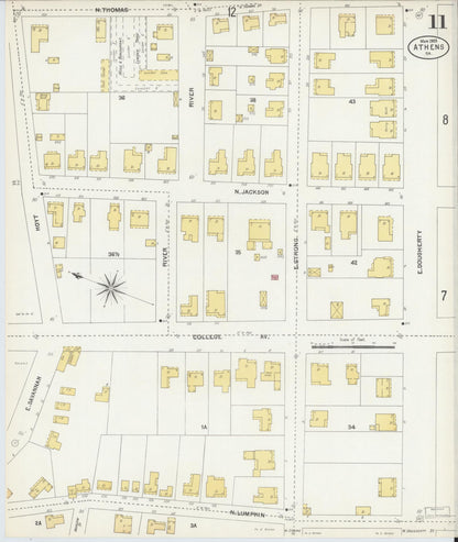 Sanborn Fire Insurance Map from Athens, Clarke County, Georgia (1903), Sheet #0011 - Complete Map Set gallery image, historic Sanborn map, vintage wall art, Georgia Georgia