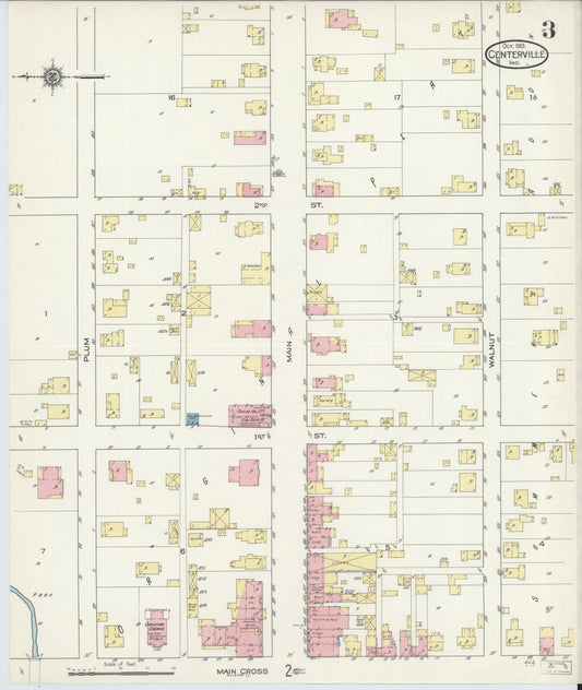 Sanborn Fire Insurance Map from Centerville, Wayne County, Indiana (1913), Sheet #0003 - Historic Sanborn Fire Insurance Map Print, vintage old map wall art, antique decor, genealogy gift, Indiana Indiana map