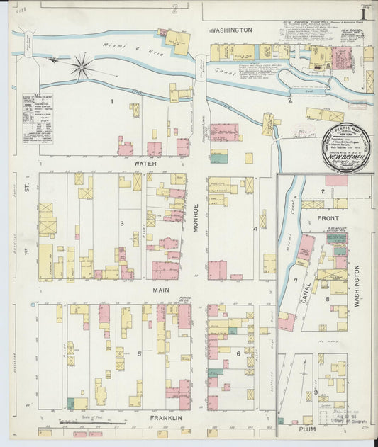 Sanborn Fire Insurance Map from New Bremen, Auglaize County, Ohio (1892), Sheet #0001 - Complete Map Set gallery image, historic Sanborn map, vintage wall art, Ohio Ohio