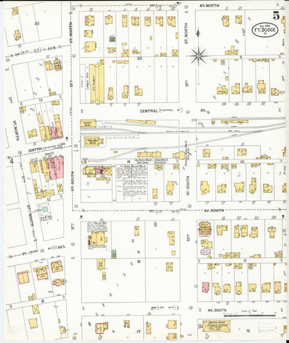 Sanborn Fire Insurance Map from Fort Dodge, Webster County, Iowa (1900), Sheet #0005 - Historic Sanborn Fire Insurance Map Print