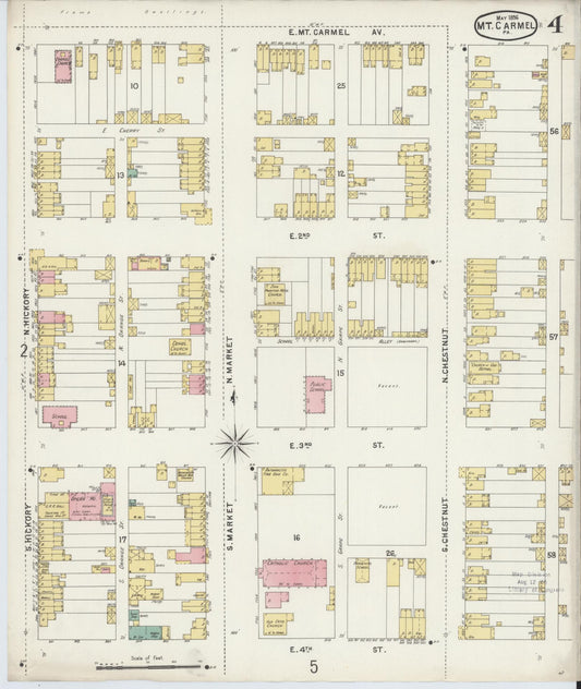 Sanborn Fire Insurance Map from Mount Carmel, Northumberland County, Pennsylvania (1896), Sheet #0004 - Historic Sanborn Fire Insurance Map Print, vintage old map wall art, antique decor, genealogy gift, Pennsylvania Pennsylvania map