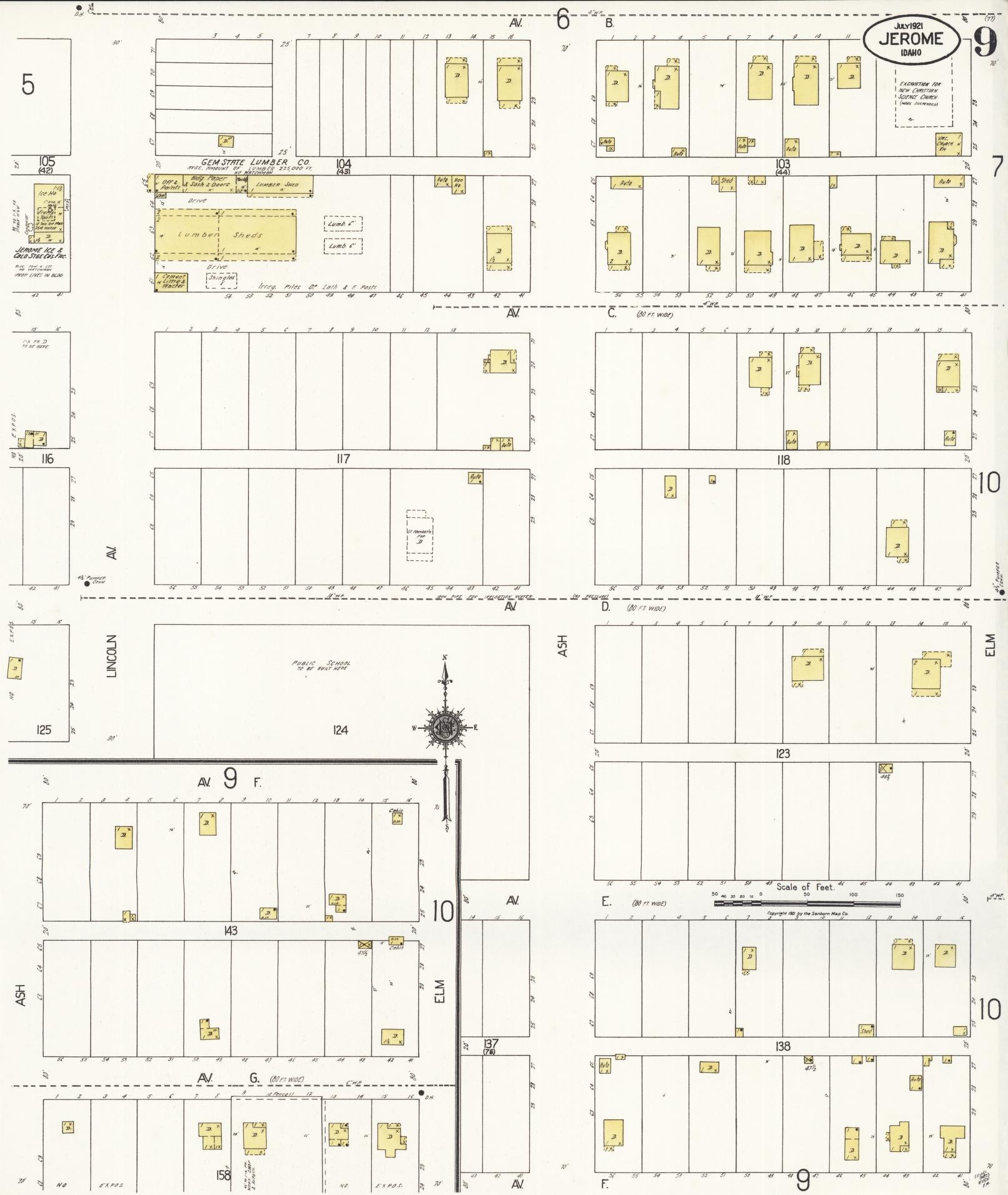 Sanborn Fire Insurance Map from Jerome, Jerome County, Idaho (1921), Sheet #0009 - Historic Sanborn Fire Insurance Map Print, vintage old map wall art, antique decor, genealogy gift, Idaho Idaho map