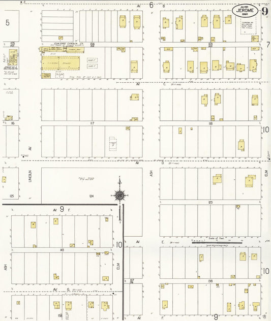 Sanborn Fire Insurance Map from Jerome, Jerome County, Idaho (1921), Sheet #0009 - Historic Sanborn Fire Insurance Map Print, vintage old map wall art, antique decor, genealogy gift, Idaho Idaho map