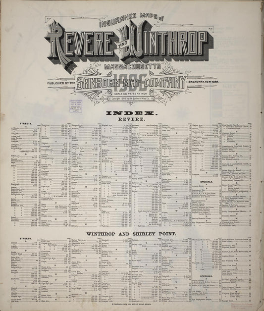Sanborn Fire Insurance Map from Revere, Suffolk County, Massachusetts (1906), Sheet #0001 - Historic Sanborn Fire Insurance Map Print, vintage old map wall art, antique decor, genealogy gift, Massachusetts Massachusetts map