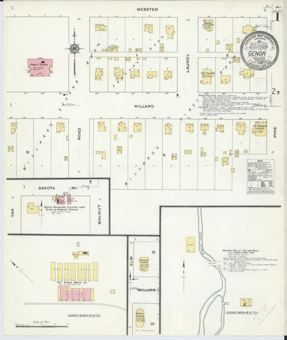 Sanborn Fire Insurance Map from Genoa, Nance County, Nebraska (1909), Sheet #0001 - Complete Map Set gallery image, historic Sanborn map, vintage wall art, Nebraska Nebraska