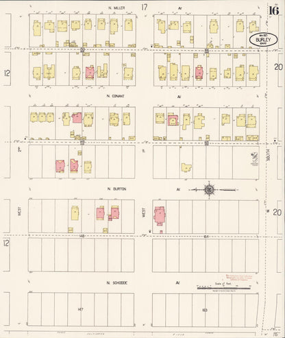 Sanborn Fire Insurance Map from Burley, Cassia County, Idaho (1921), Sheet #0016 - Complete Map Set gallery image, historic Sanborn map, vintage wall art, Idaho Idaho