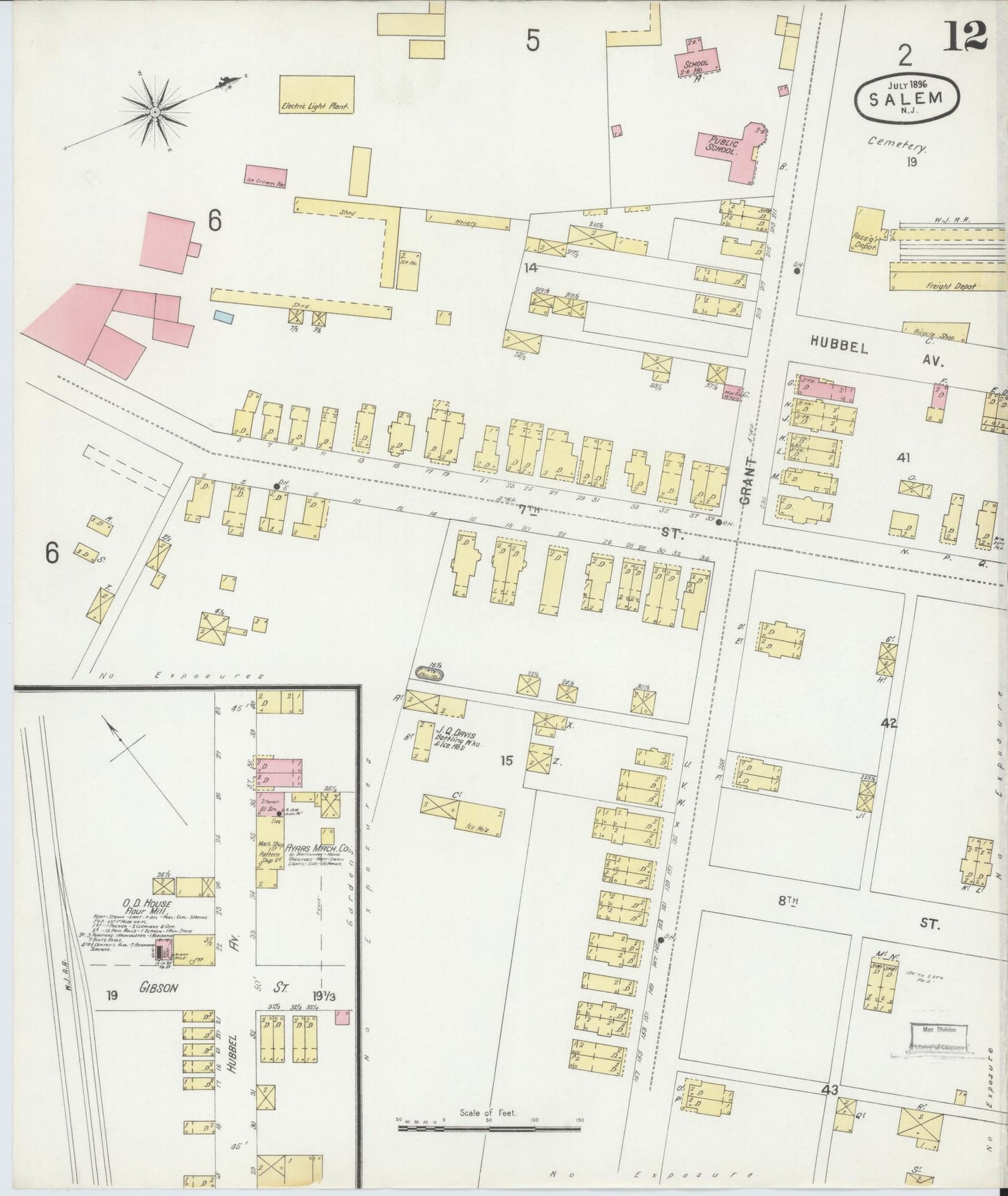 Sanborn Fire Insurance Map from Salem, Salem County, New Jersey (1896), Sheet #0012 - Complete Map Set gallery image, historic Sanborn map, vintage wall art, New Jersey New Jersey