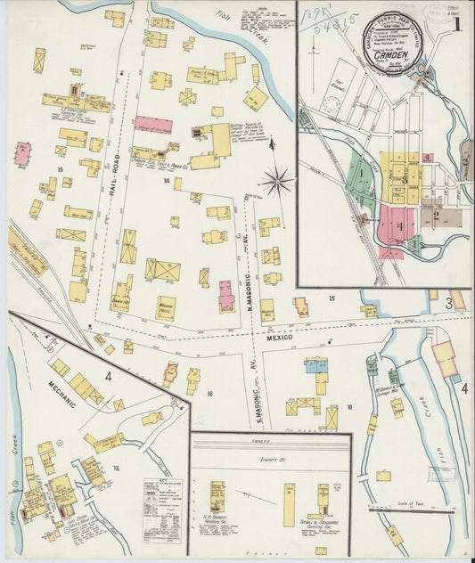 Sanborn Fire Insurance Map from Camden, Oneida County, New York (1898), Sheet #0001 - Historic Sanborn Fire Insurance Map Print, vintage old map wall art, antique decor, genealogy gift, New York New York map