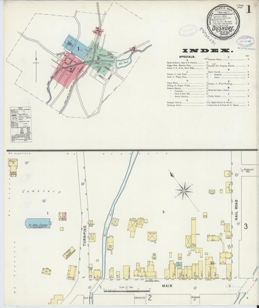 Sanborn Fire Insurance Map from Dushore, Sullivan County, Pennsylvania (1897), Sheet #0001 - Historic Sanborn Fire Insurance Map Print, vintage old map wall art, antique decor, genealogy gift, Pennsylvania Pennsylvania map