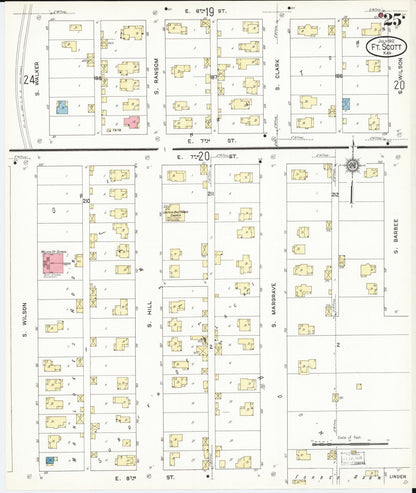 Sanborn Fire Insurance Map from Fort Scott, Bourbon County, Kansas (1912), Sheet #0025 - Complete Map Set gallery image, historic Sanborn map, vintage wall art, Kansas Kansas