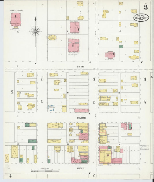 Sanborn Fire Insurance Map from Valley City, Barnes County, North Dakota (1904), Sheet #0003 - Historic Sanborn Fire Insurance Map Print, vintage old map wall art, antique decor, genealogy gift, North Dakota North Dakota map