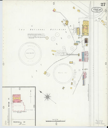 Sanborn Fire Insurance Map from Findlay, Hancock County, Ohio (1901), Sheet #0027 - Historic Sanborn Fire Insurance Map Print, vintage old map wall art, antique decor, genealogy gift, Ohio Ohio map