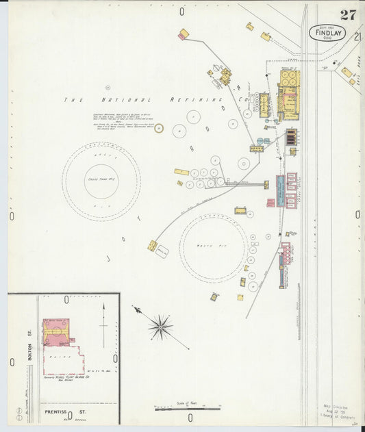 Sanborn Fire Insurance Map from Findlay, Hancock County, Ohio (1901), Sheet #0027 - Historic Sanborn Fire Insurance Map Print, vintage old map wall art, antique decor, genealogy gift, Ohio Ohio map