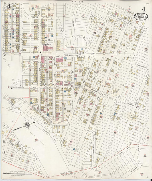 Sanborn Fire Insurance Map from Pitcairn, Allegheny County, Pennsylvania (1948), Sheet #0004 - Historic Sanborn Fire Insurance Map Print, vintage old map wall art, antique decor, genealogy gift, Pennsylvania Pennsylvania map