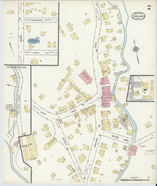 Sanborn Fire Insurance Map from Highland, Ulster County, New York (1912), Sheet #0002 - Historic Sanborn Fire Insurance Map Print, vintage old map wall art, antique decor, genealogy gift, New York New York map