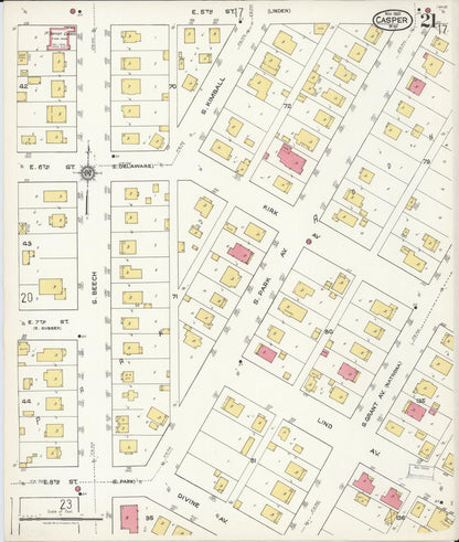Sanborn Fire Insurance Map from Casper, Natrona County, Wyoming (1921), Sheet #0022 - Complete Map Set gallery image, historic Sanborn map, vintage wall art, Wyoming Wyoming