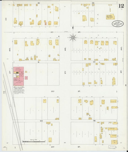 Sanborn Fire Insurance Map from Greeley, Weld County, Colorado (1906), Sheet #0012 - Complete Map Set gallery image, historic Sanborn map, vintage wall art, Colorado Colorado