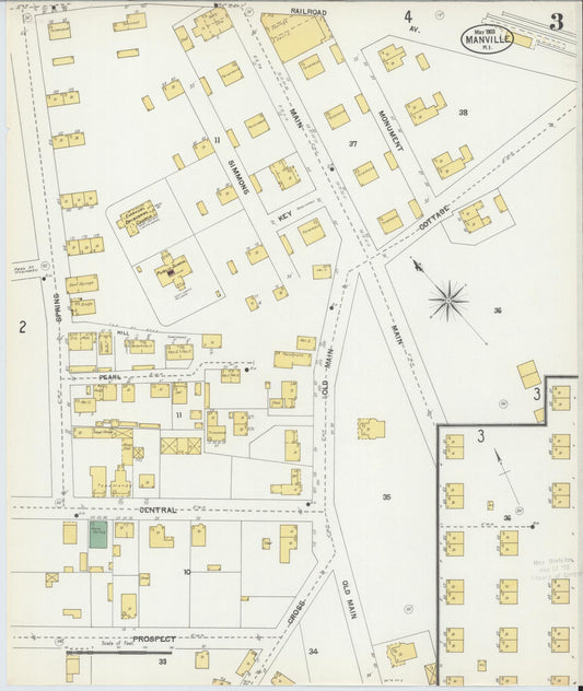 Sanborn Fire Insurance Map from Manville, Providence County, Rhode Island (1903), Sheet #0003 - Historic Sanborn Fire Insurance Map Print, vintage old map wall art, antique decor, genealogy gift, Rhode Island Rhode Island map