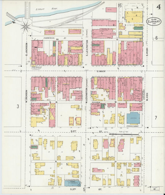 Sanborn Fire Insurance Map from Elkhart, Elkhart County, Indiana (1901), Sheet #0004 - Historic Sanborn Fire Insurance Map Print, vintage old map wall art, antique decor, genealogy gift, Indiana Indiana map