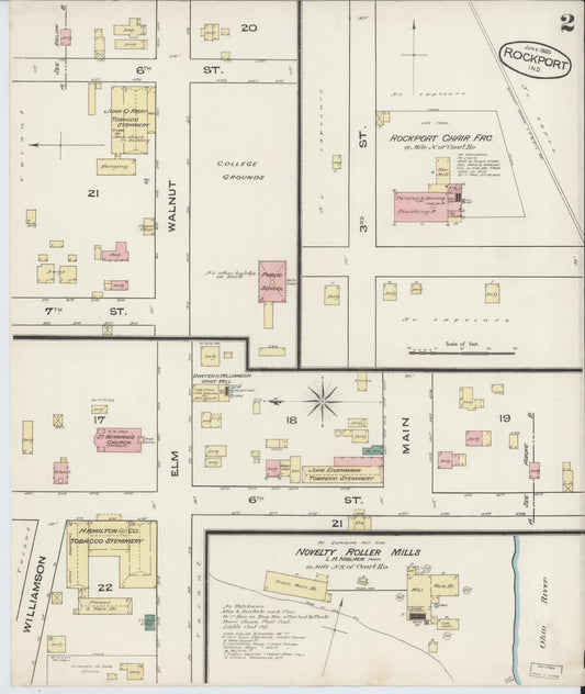 Sanborn Fire Insurance Map from Rockport, Spencer County, Indiana (1885), Sheet #0002 - Historic Sanborn Fire Insurance Map Print, vintage old map wall art, antique decor, genealogy gift, Indiana Indiana map