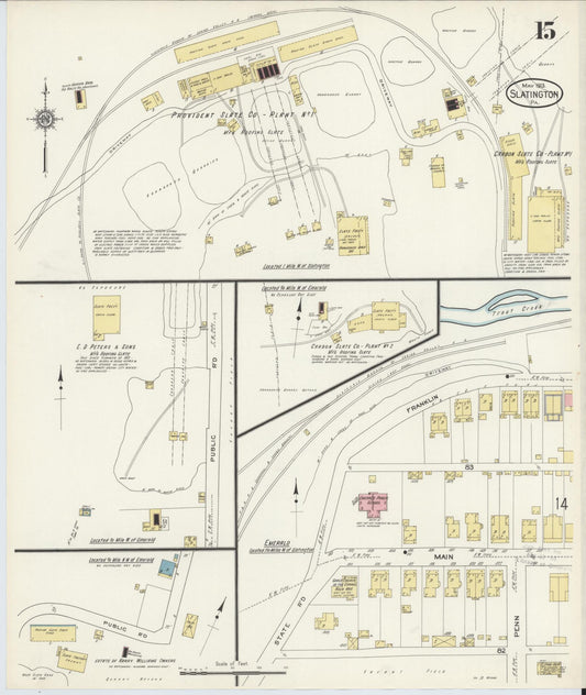 Sanborn Fire Insurance Map from Slatington, Lehigh County, Pennsylvania (1913), Sheet #0015 - Historic Sanborn Fire Insurance Map Print, vintage old map wall art, antique decor, genealogy gift, Pennsylvania Pennsylvania map