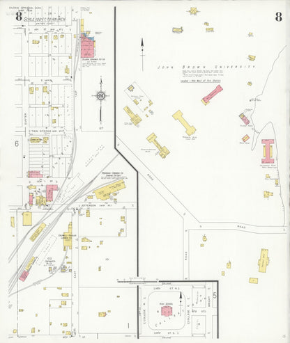 Sanborn Fire Insurance Map from Siloam Springs, Benton County, Arkansas (1936), Sheet #0008 - Complete Map Set gallery image, historic Sanborn map, vintage wall art, Arkansas Arkansas