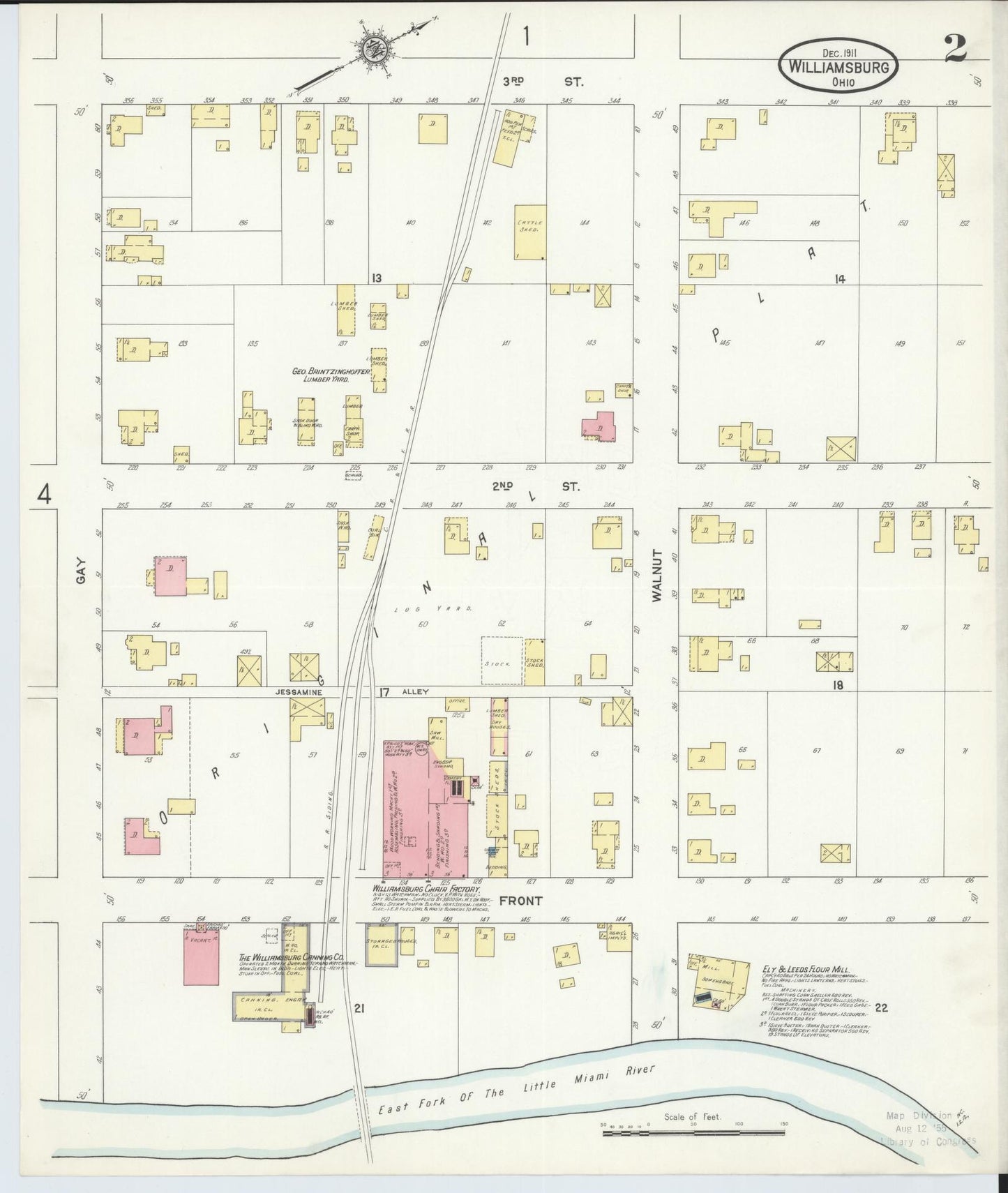 Sanborn Fire Insurance Map from Williamsburg, Clermont County, Ohio (1911), Sheet #0002 - Complete Map Set gallery image, historic Sanborn map, vintage wall art, Ohio Ohio