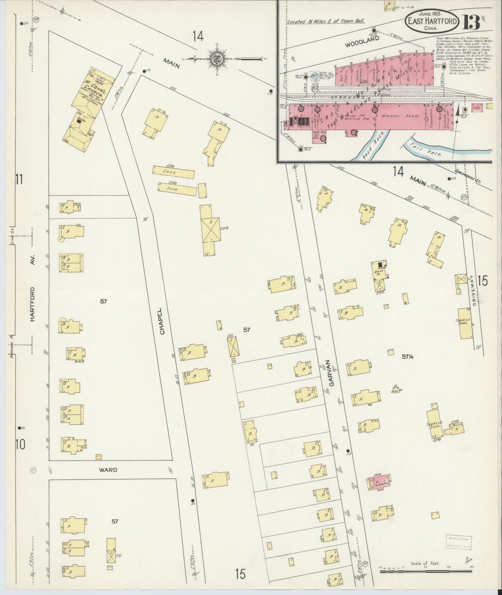 Sanborn Fire Insurance Map from East Hartford, Hartford County, Connecticut (1913), Sheet #0013 - Complete Map Set gallery image, historic Sanborn map, vintage wall art, Connecticut Connecticut