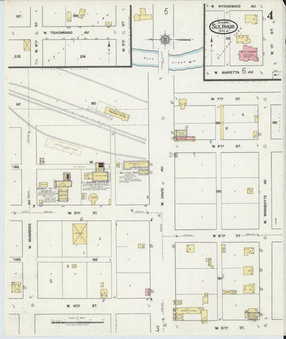 Sanborn Fire Insurance Map from Sulphur, Murray County, Oklahoma (1918), Sheet #0004 - Complete Map Set gallery image, historic Sanborn map, vintage wall art, Oklahoma Oklahoma