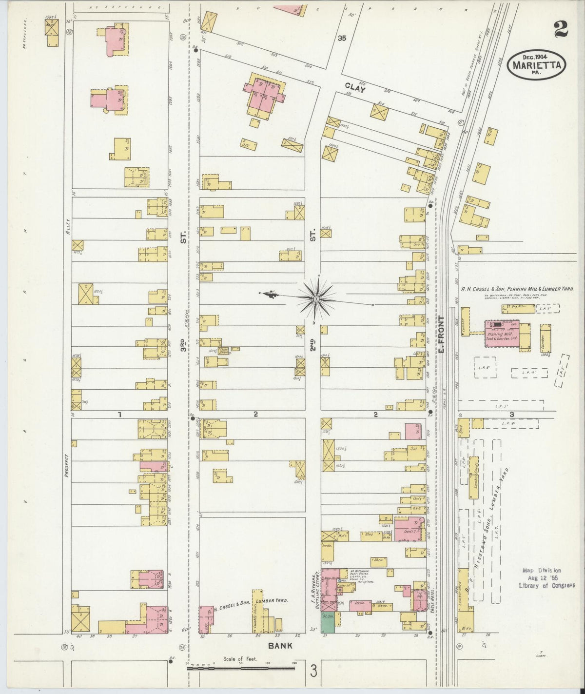 Sanborn Fire Insurance Map from Marietta, Lancaster County, Pennsylvania (1904), Sheet #0002 - Complete Map Set gallery image, historic Sanborn map, vintage wall art, Pennsylvania Pennsylvania