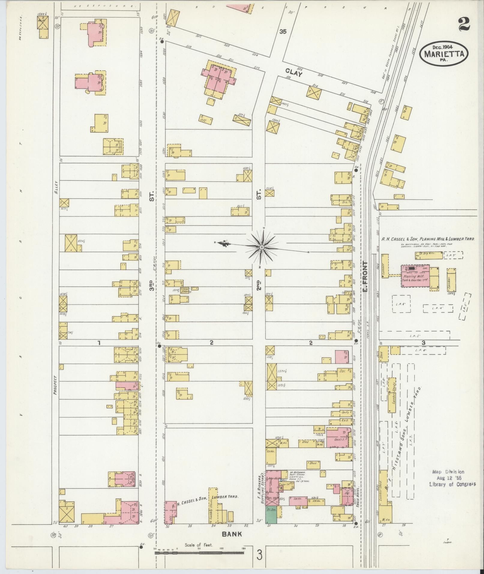 Sanborn Fire Insurance Map from Marietta, Lancaster County, Pennsylvania (1904), Sheet #0002 - Complete Map Set gallery image, historic Sanborn map, vintage wall art, Pennsylvania Pennsylvania