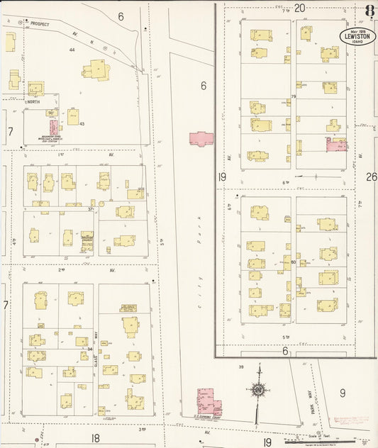 Sanborn Fire Insurance Map from Lewiston, Nez Perce County, Idaho (1918), Sheet #0008 - Historic Sanborn Fire Insurance Map Print, vintage old map wall art, antique decor, genealogy gift, Idaho Idaho map