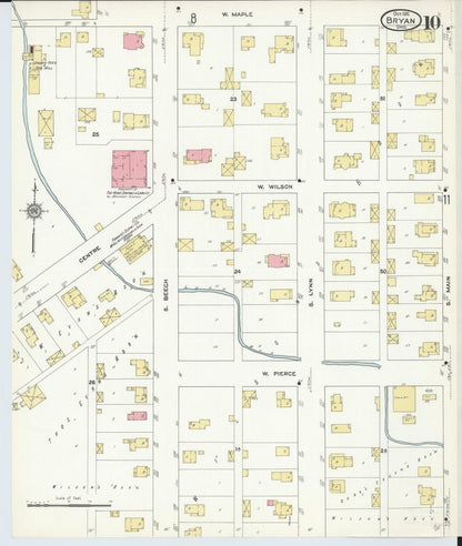 Sanborn Fire Insurance Map from Bryan, Williams County, Ohio (1911), Sheet #0010 - Historic Sanborn Fire Insurance Map Print, vintage old map wall art, antique decor, genealogy gift, Ohio Ohio map