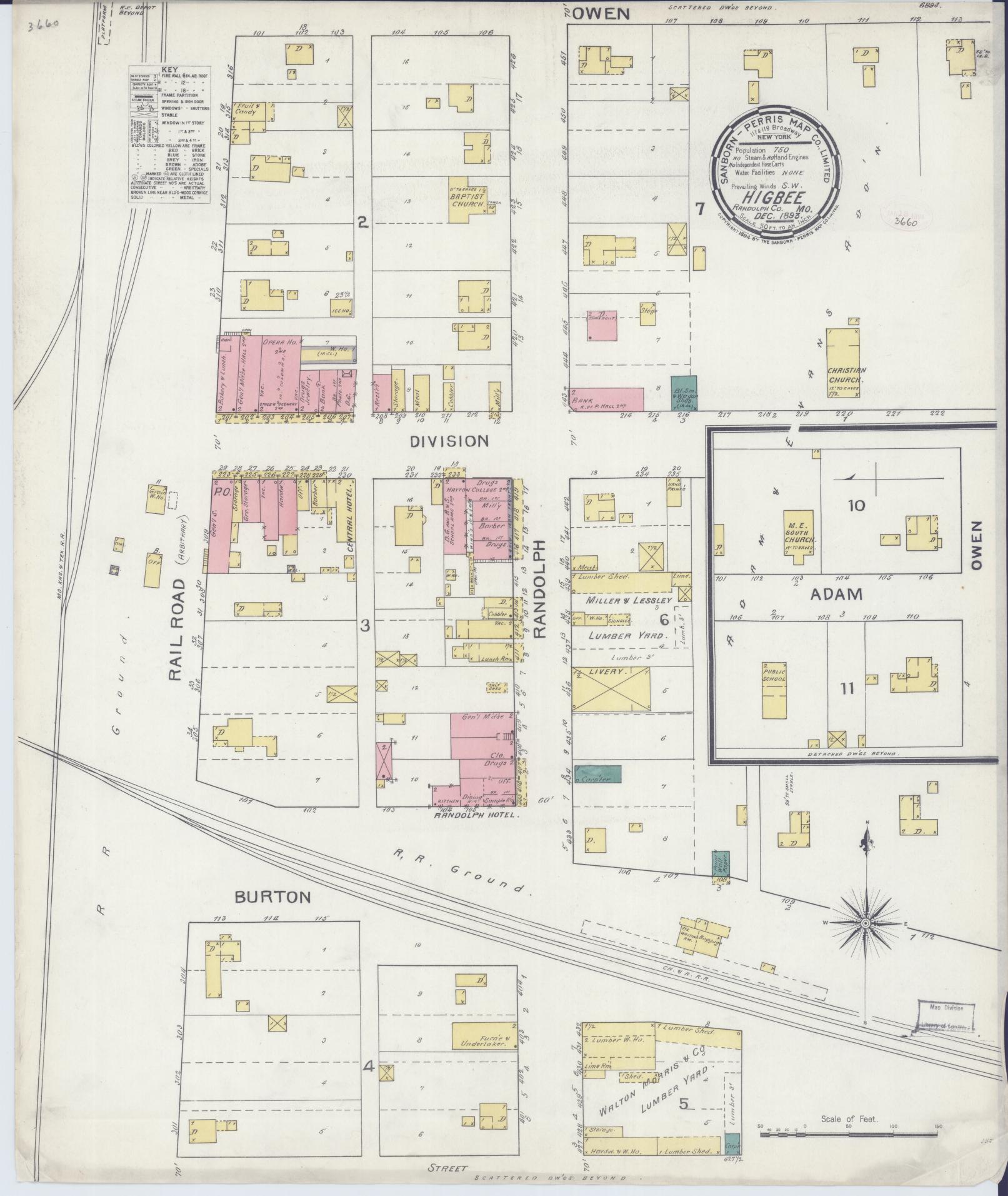 Sanborn Fire Insurance Map from Higbee, Randolph County, Missouri. (1893) – Historic Sanborn Fire Insurance Map Print
