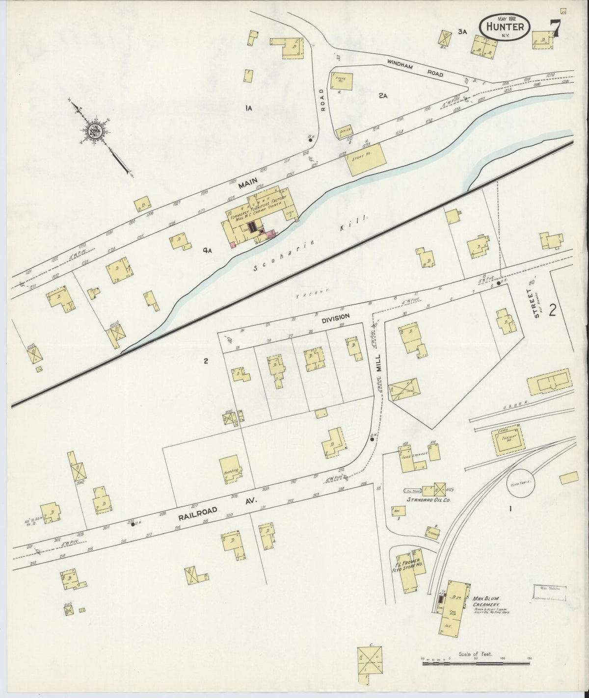 Sanborn Fire Insurance Map from Hunter, Greene County, New York (1912), Sheet #0007 - Complete Map Set gallery image, historic Sanborn map, vintage wall art, New York New York