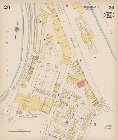 Sanborn Fire Insurance Map from Hull, Plymouth County, Massachusetts (1922), Sheet #0020 - Historic Sanborn Fire Insurance Map Print, vintage old map wall art, antique decor, genealogy gift, Massachusetts Massachusetts map