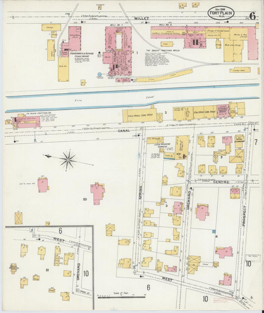 Sanborn Fire Insurance Map from Fort Plain, Montgomery County, New York (1906), Sheet #0006 - Historic Sanborn Fire Insurance Map Print, vintage old map wall art, antique decor, genealogy gift, New York New York map