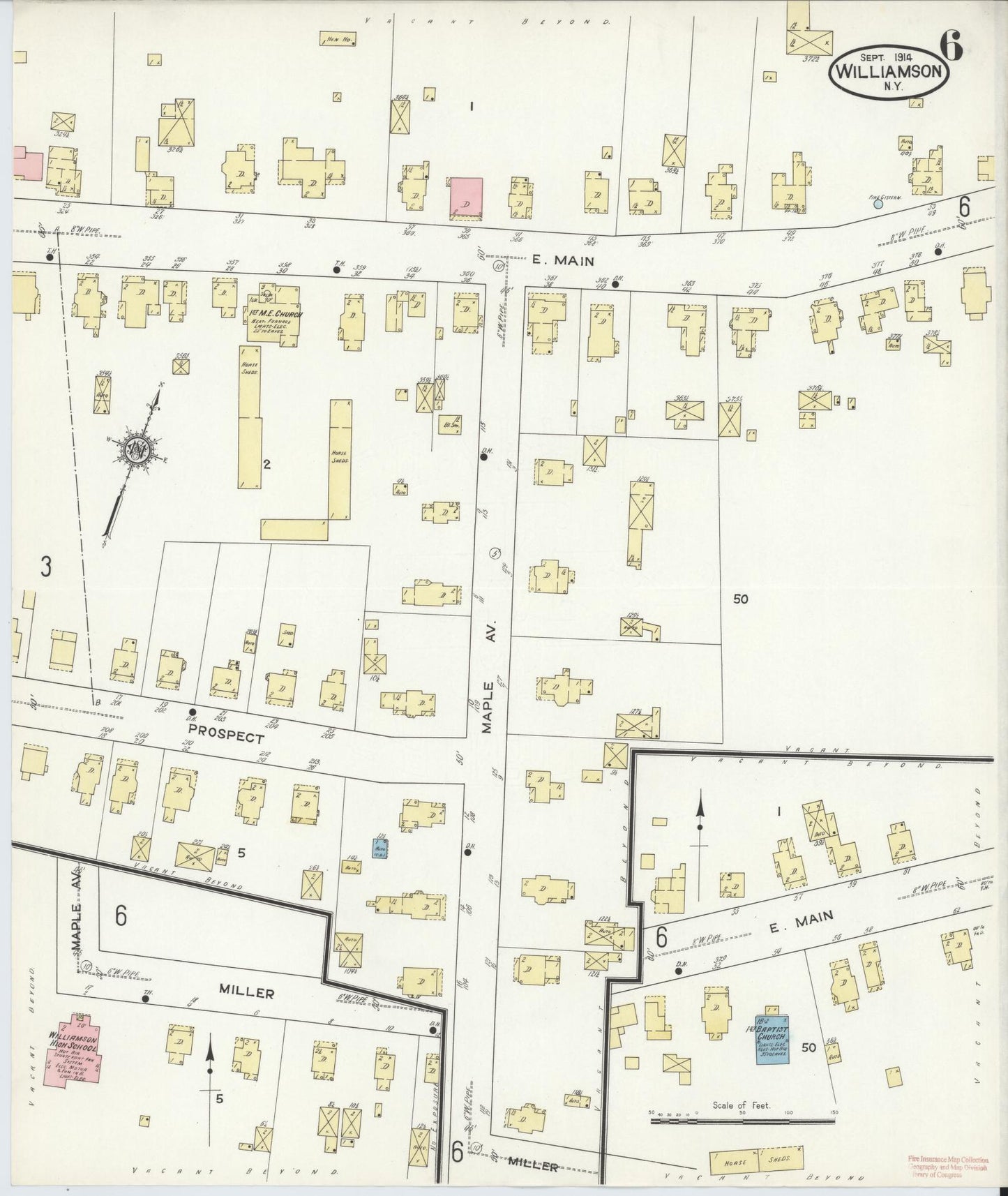 Sanborn Fire Insurance Map from Williamson, Wayne County, New York (1914), Sheet #0006 - Complete Map Set gallery image, historic Sanborn map, vintage wall art, New York New York