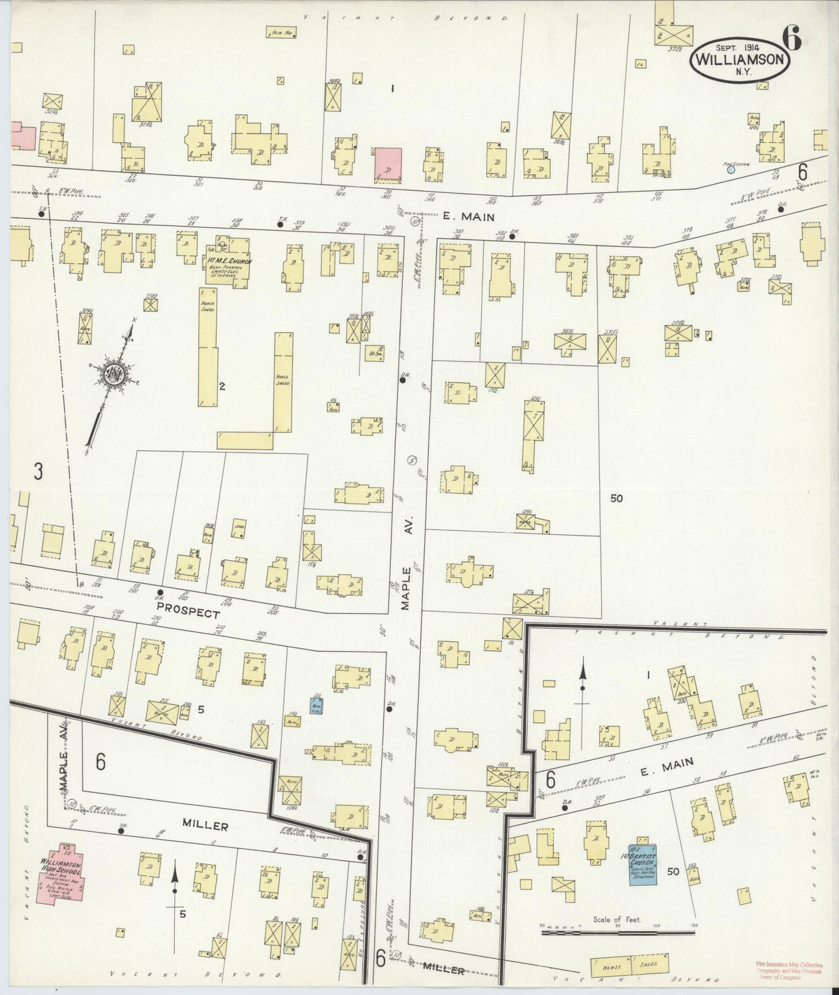 Sanborn Fire Insurance Map from Williamson, Wayne County, New York (1914), Sheet #0006 - Complete Map Set gallery image, historic Sanborn map, vintage wall art, New York New York