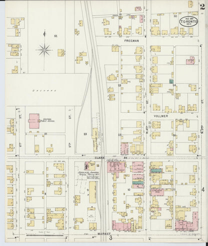 Sanborn Fire Insurance Map from Toronto, Jefferson County, Ohio (1897), Sheet #0002 - Complete Map Set gallery image, historic Sanborn map, vintage wall art, Ohio Ohio