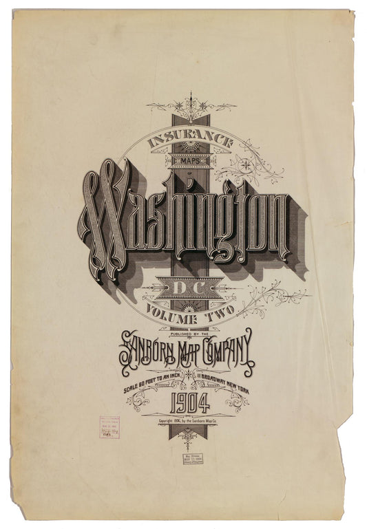 Sanborn Fire Insurance Map from Washington, District of Columbia, District of Columbia (1916), Sheet #0001 - Historic Sanborn Fire Insurance Map Print, vintage old map wall art, antique decor, genealogy gift, Washington Washington map