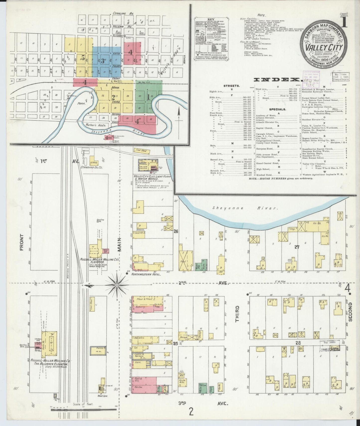 Sanborn Fire Insurance Map from Valley City, Barnes County, North Dakota (1904), Sheet #0001 - Historic Sanborn Fire Insurance Map Print, vintage old map wall art, antique decor, genealogy gift, North Dakota North Dakota map