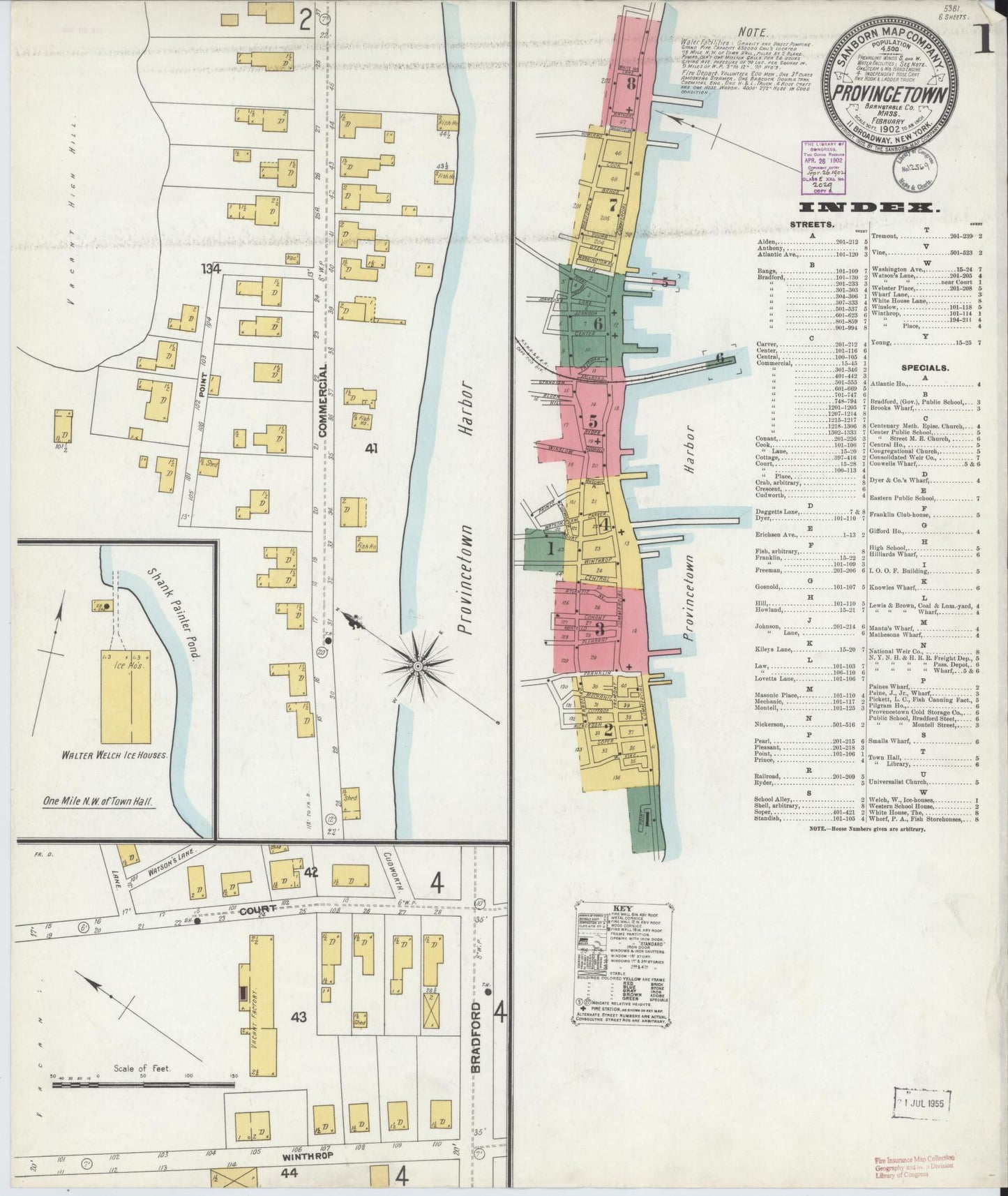 Sanborn Fire Insurance Map from Provincetown, Barnstable County, Massachusetts (1902), Sheet #0001 - Complete Map Set gallery image, historic Sanborn map, vintage wall art, Massachusetts Massachusetts