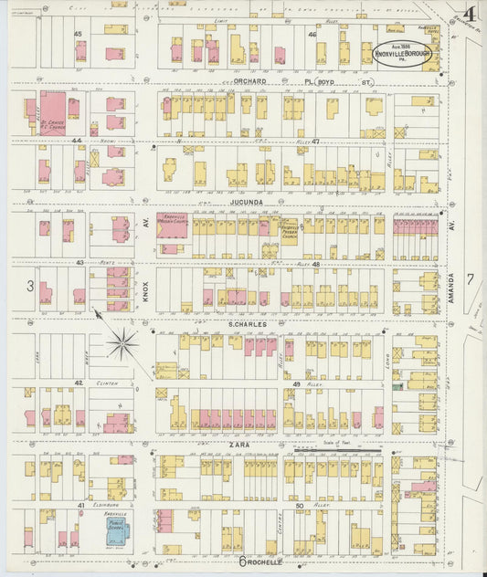 Sanborn Fire Insurance Map from Knoxville Borough, Allegheny County, Pennsylvania (1898), Sheet #0004 - Historic Sanborn Fire Insurance Map Print, vintage old map wall art, antique decor, genealogy gift, Pennsylvania Pennsylvania map