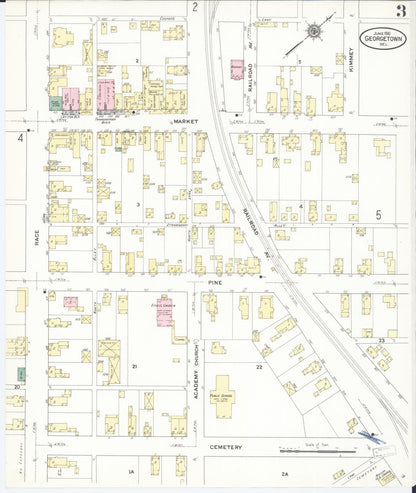 Sanborn Fire Insurance Map from Georgetown, Sussex County, Delaware (1910), Sheet #0003 - Complete Map Set gallery image, historic Sanborn map, vintage wall art, Delaware Delaware