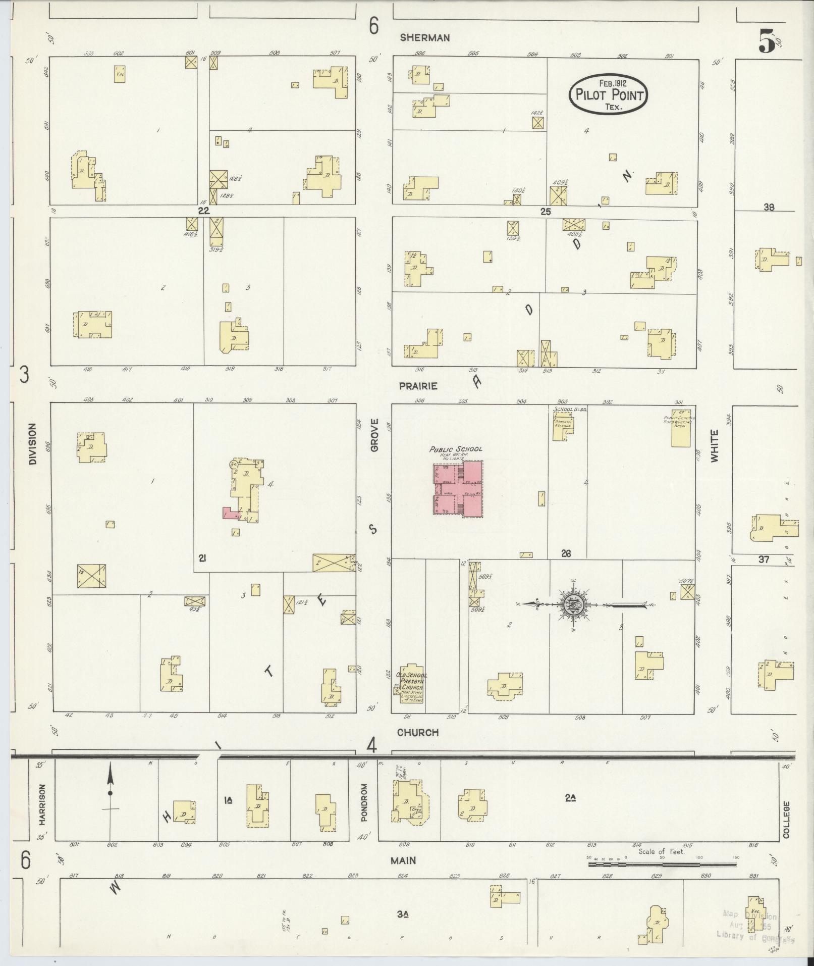 Sanborn Fire Insurance Map from Pilot Point, Denton County, Texas (1912), Sheet #0005 - Historic Sanborn Fire Insurance Map Print, vintage old map wall art, antique decor, genealogy gift, Texas Texas map