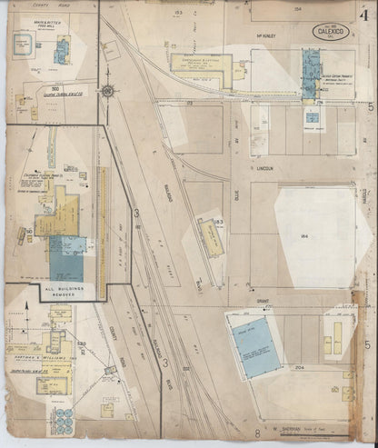 Sanborn Fire Insurance Map from Calexico, Imperial County, California (1956), Sheet #0004 - Historic Sanborn Fire Insurance Map Print, vintage old map wall art, antique decor, genealogy gift, California California map