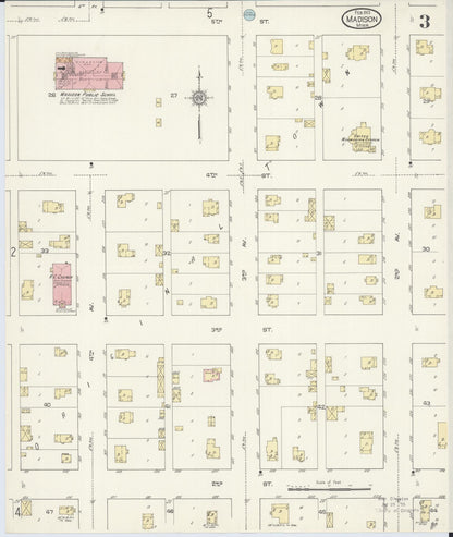 Sanborn Fire Insurance Map from Madison, Lac Qui Parle County, Minnesota (1913), Sheet #0003 - Historic Sanborn Fire Insurance Map Print, vintage old map wall art, antique decor, genealogy gift, Minnesota Minnesota map
