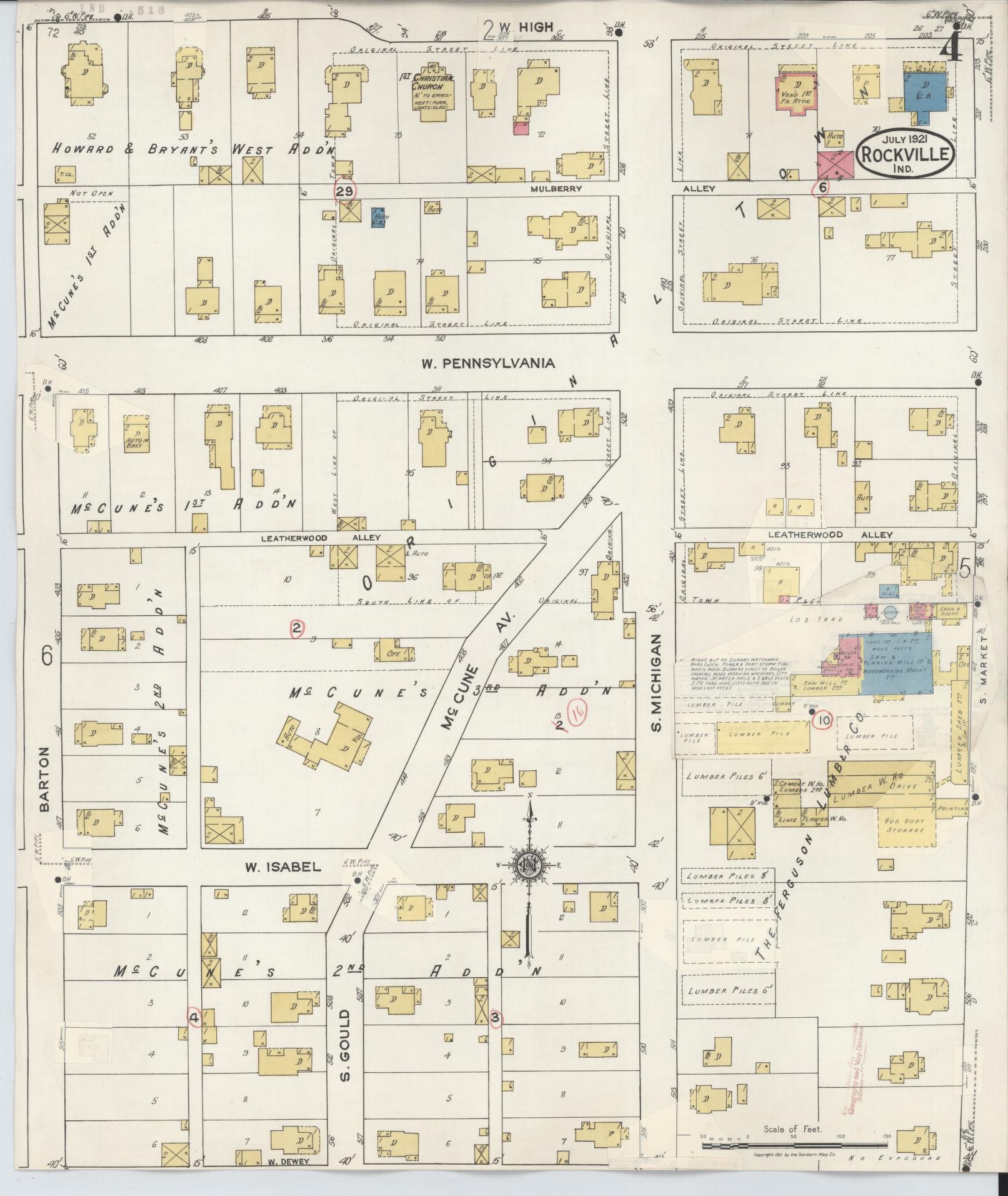 Sanborn Fire Insurance Map from Rockville, Parke County, Indiana (1932), Sheet #0004 - Complete Map Set gallery image, historic Sanborn map, vintage wall art, Indiana Indiana
